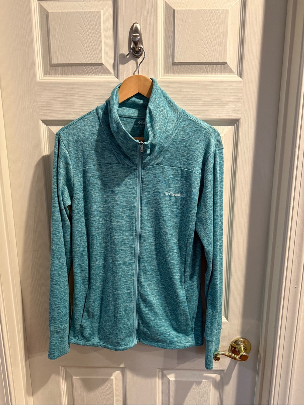 Columbia Teal Full Zip Space Dye Mock Neck Jacket